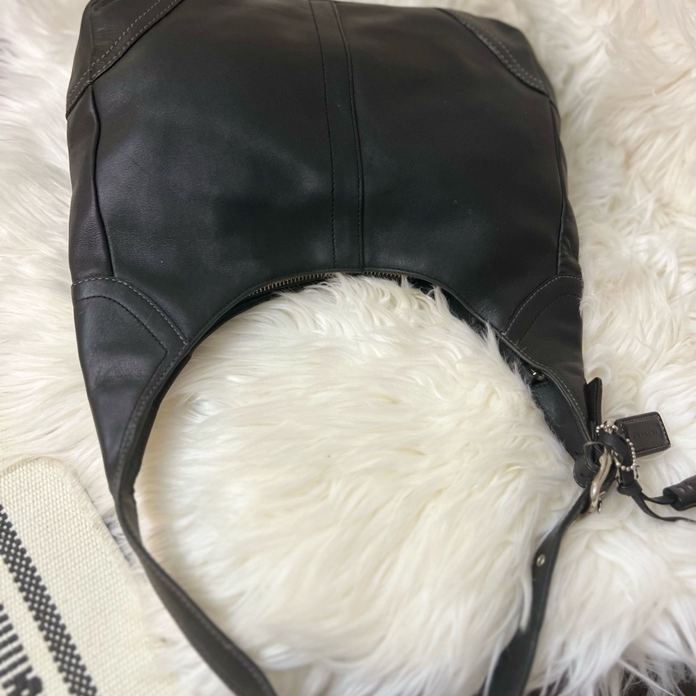 Coach #F10280 Elegant Black Leather Hobo Bag - Picture 7 of 10